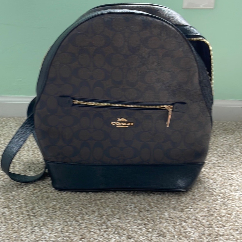 Dark brown and black backpack purse